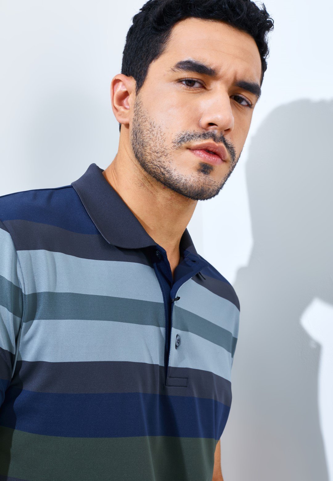 Jack Nicklaus Hewlett Premium Bold Stripe Polo Virtual Olive - Image 4