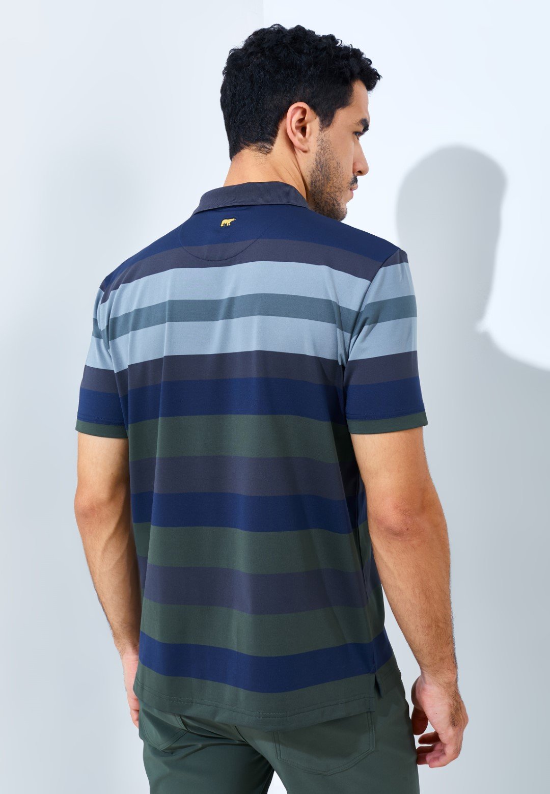 Jack Nicklaus Hewlett Premium Bold Stripe Polo Virtual Olive - Image 5