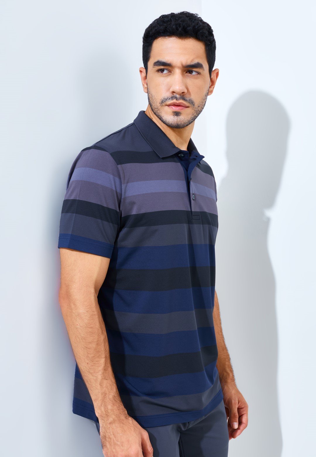 Jack Nicklaus Hewlett Premium Bold Stripe Polo Slate Street - Image 2