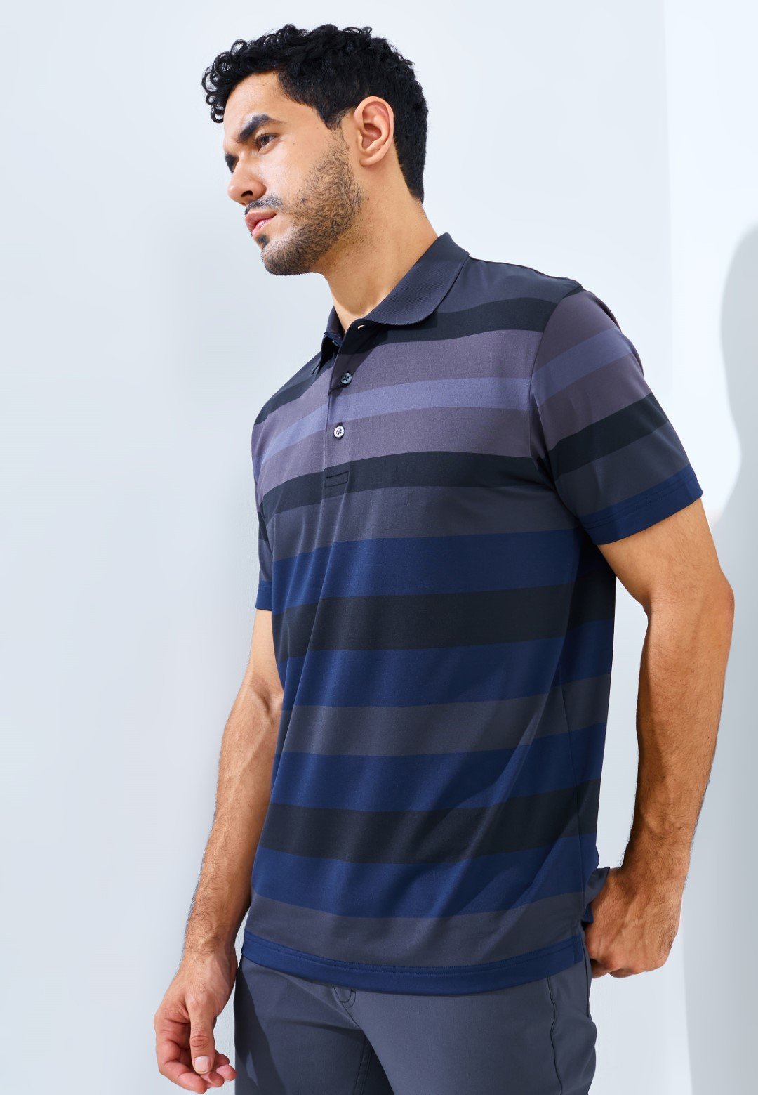 Jack Nicklaus Hewlett Premium Bold Stripe Polo Slate Street - Image 3
