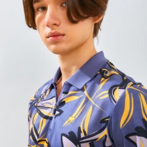 Jack Nicklaus Hibiscus Polo Shirt Pria Slim Fit Cool Grey