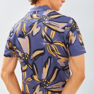 Jack Nicklaus Hibiscus Polo Shirt Pria Slim Fit Cool Grey