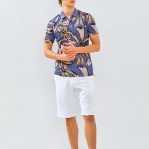 Jack Nicklaus Hibiscus Polo Shirt Pria Slim Fit Cool Grey