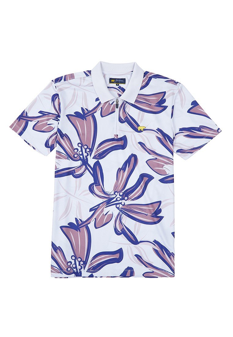 Jack Nicklaus Hibiscus Polo Shirt Pria Slim Fit Light Beige - Image 7