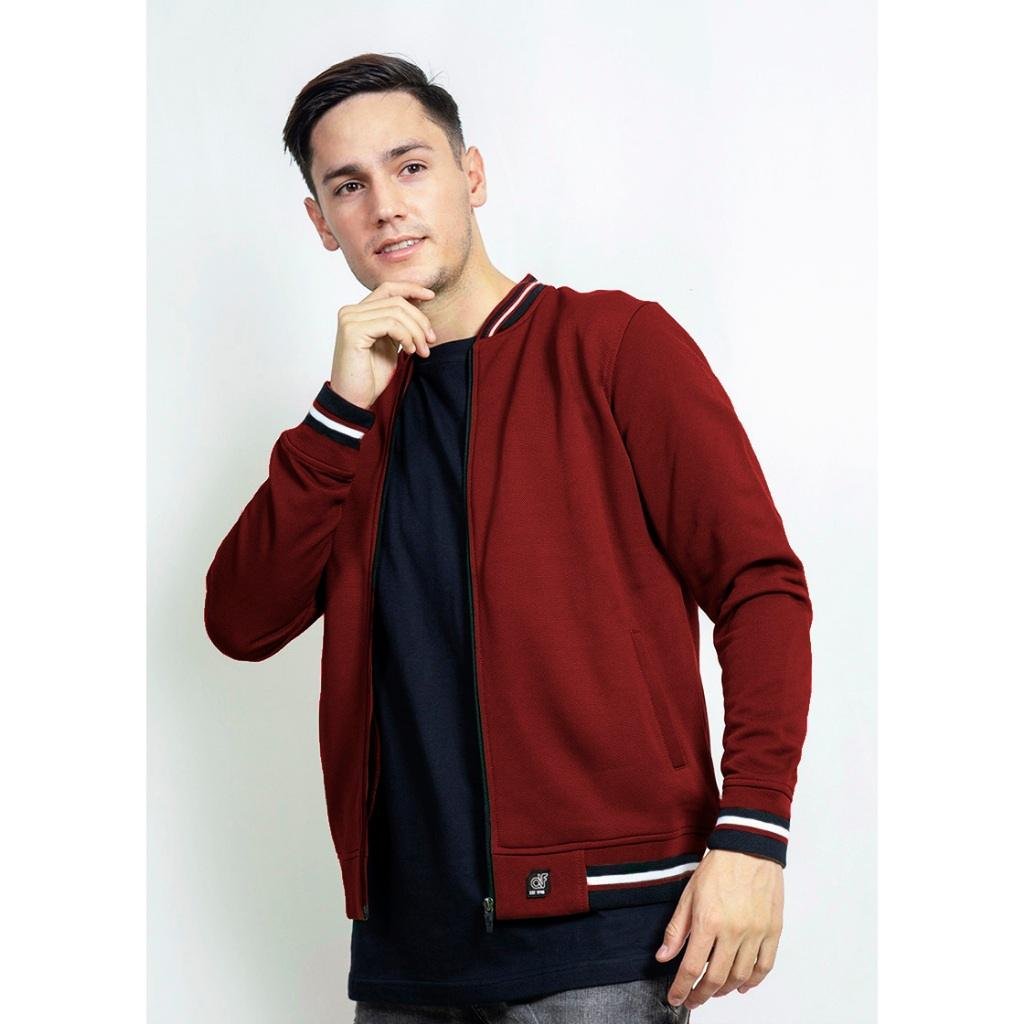 d&f CVC Jaket Bomber Pria - Maroon