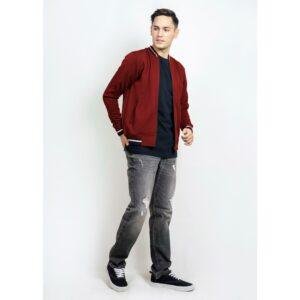 d&f CVC Jaket Bomber Pria - Maroon