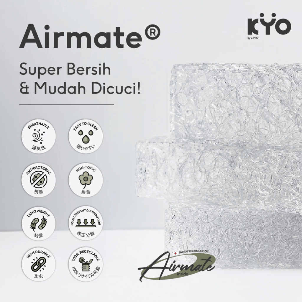 KYO Knot Your Ordinary Airmate Ergonomic Pillow / Bantal Bihun / Bantal Dewasa / Bantal Tidur / Bantal Ergonomis ( Soft , Medium dan Firm ) - Image 2