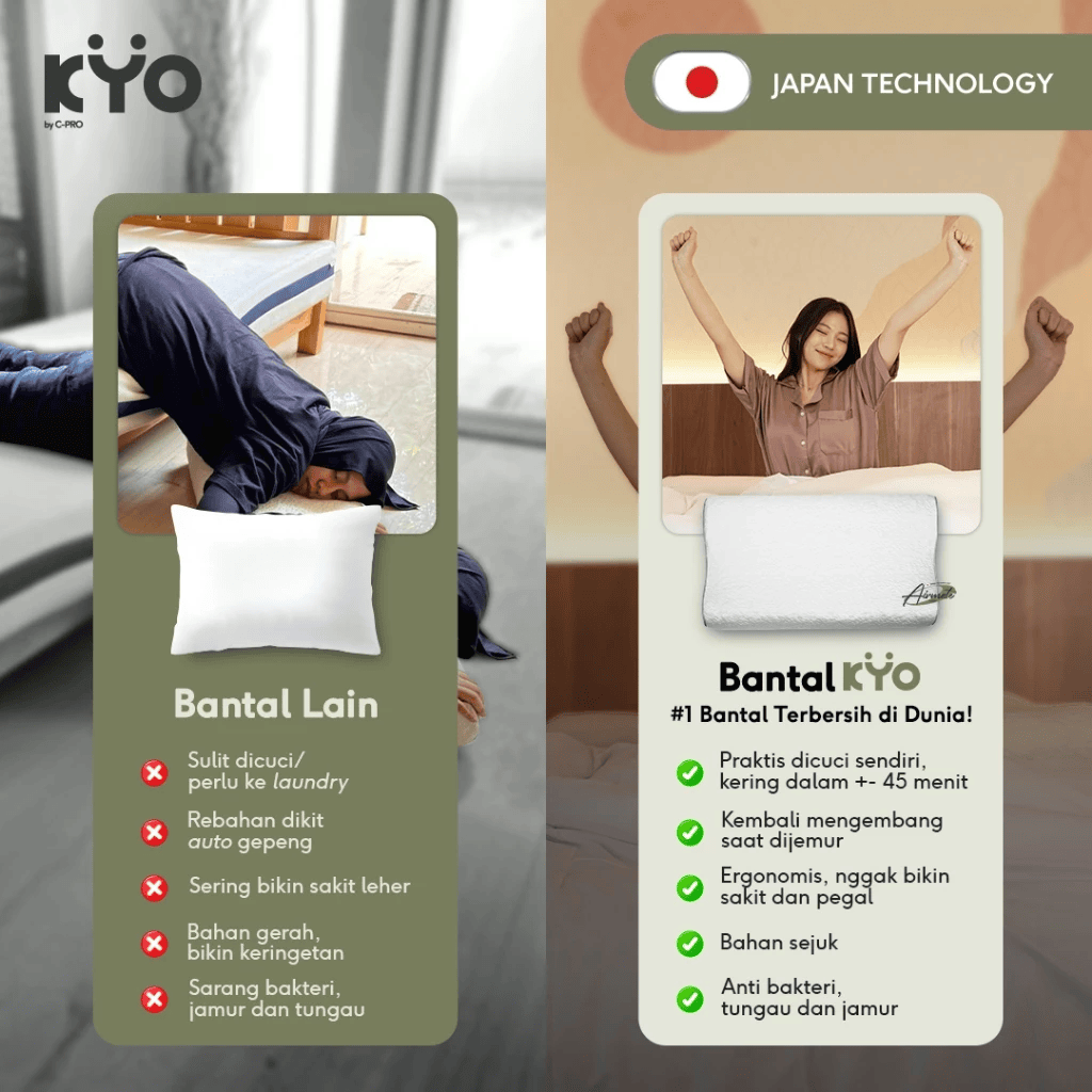 KYO Knot Your Ordinary Airmate Ergonomic Pillow / Bantal Bihun / Bantal Dewasa / Bantal Tidur / Bantal Ergonomis ( Soft , Medium dan Firm ) - Image 7