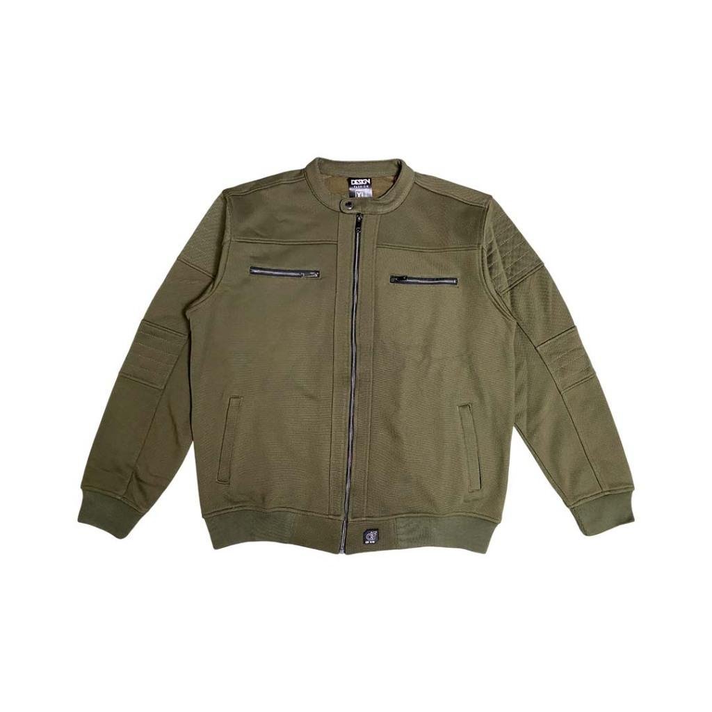 d&f CVC Jaket Biker Pria - Olive