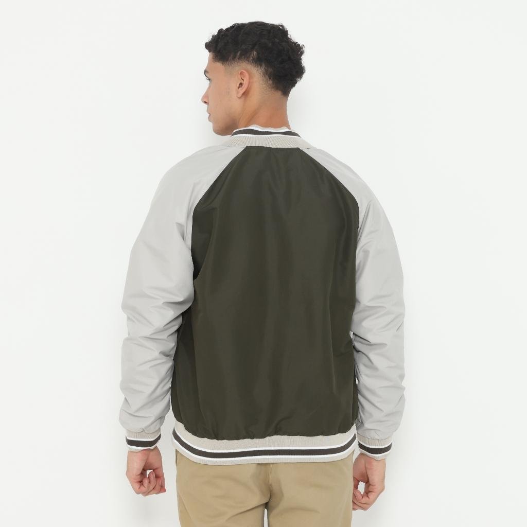 d&f Parachute Jaket Bomber Varsity Pria - Abu Sequoi - Image 3