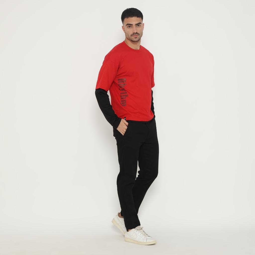 d&f Kaos Pria Double layer RHYTHM - Merah - Image 5