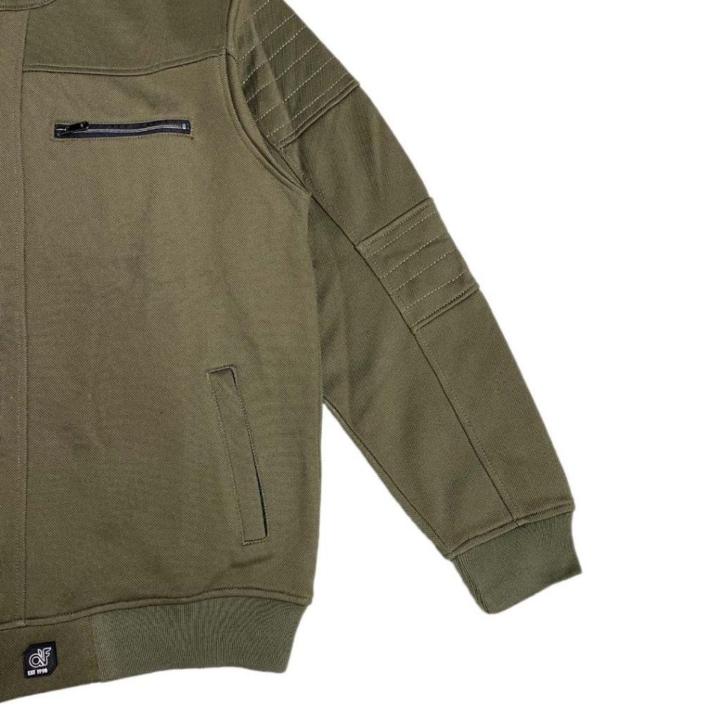 d&f CVC Jaket Biker Pria - Olive - Image 4