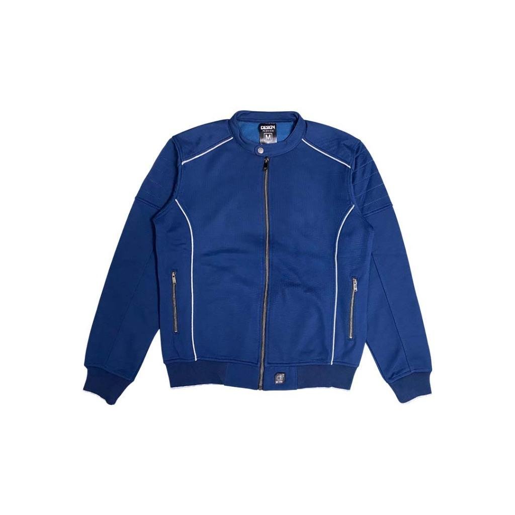 d&f CVC Jaket Biker Pria - Navy list abu muda