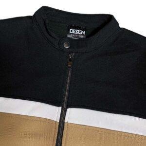d&f Jaket Biker Pria - Hitam cut&sewn coklat