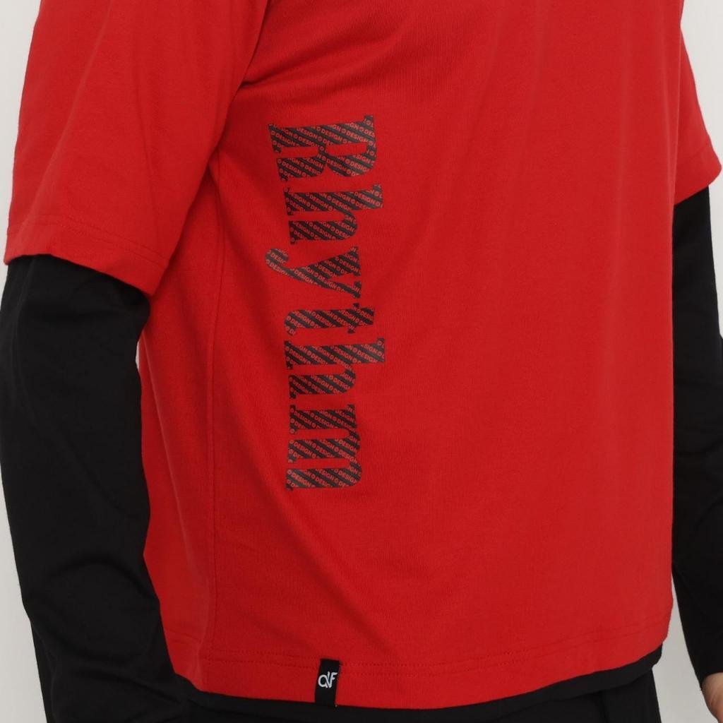 d&f Kaos Pria Double layer RHYTHM - Merah - Image 4