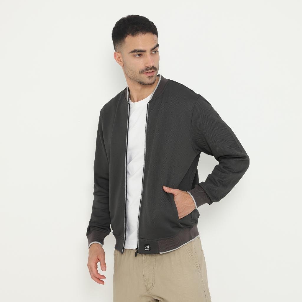 d&f Jaket Bomber pria - Abu tua list misty - Image 2