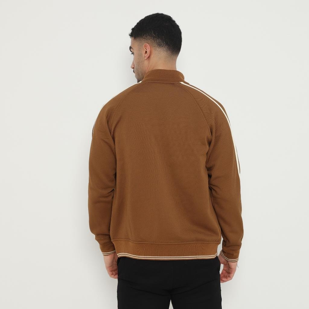 d&f Jaket Biker pria - strip coklat - Image 3