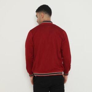 d&f Jaket Bomber pria - Maroon list hitam