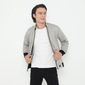d&f Jaket Biker pria - abu muda