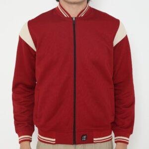 d&f Jaket Bomber  pria - Maroon mix cream