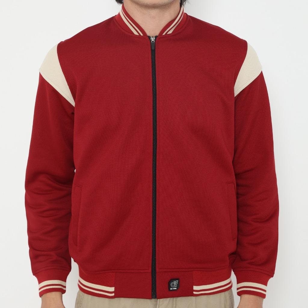 d&f Jaket Bomber pria - Maroon mix cream - Image 4