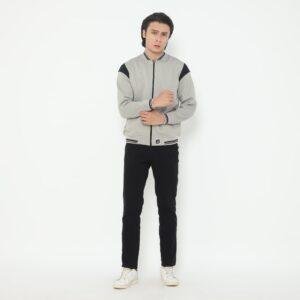 d&f Jaket Bomber pria - abu mix hitam