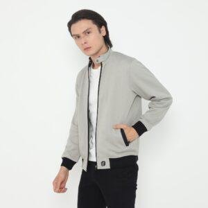 d&f Jaket Biker pria - abu muda