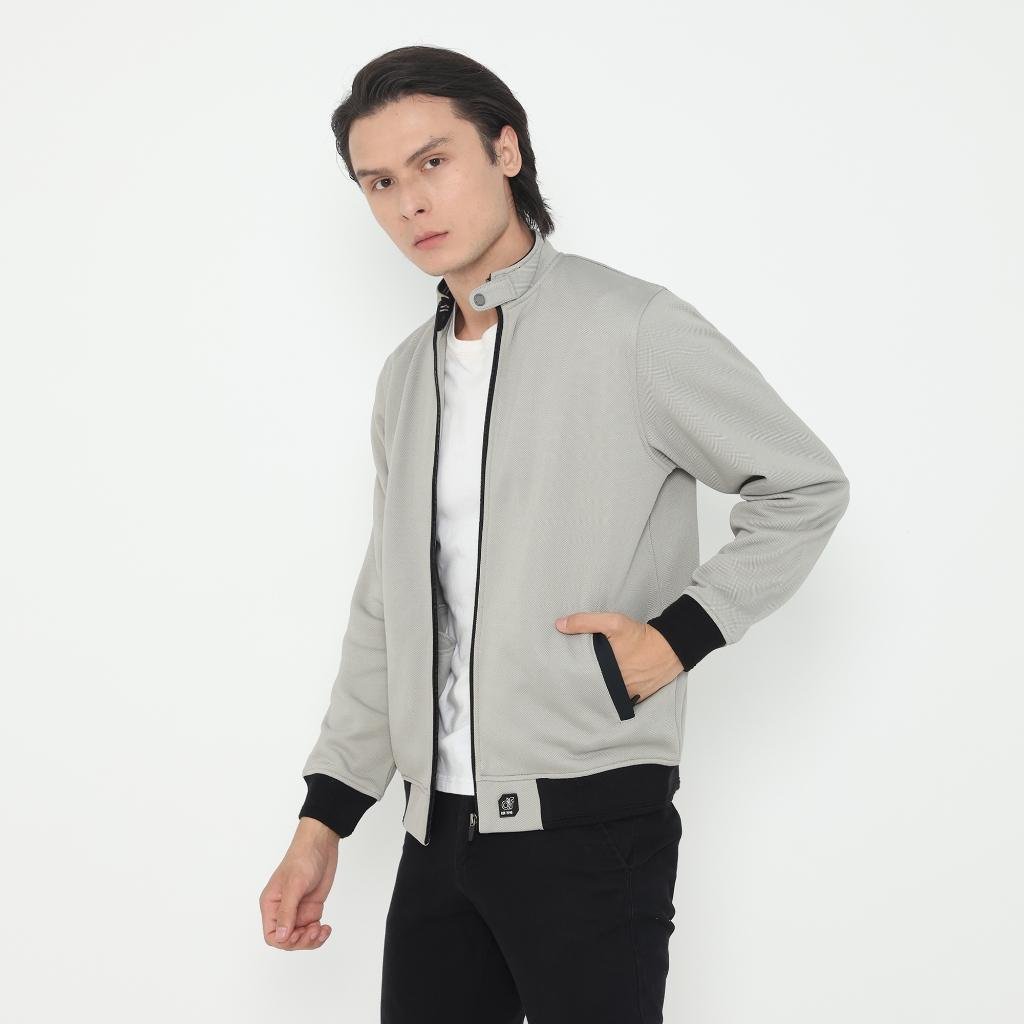 d&f Jaket Biker pria - abu muda