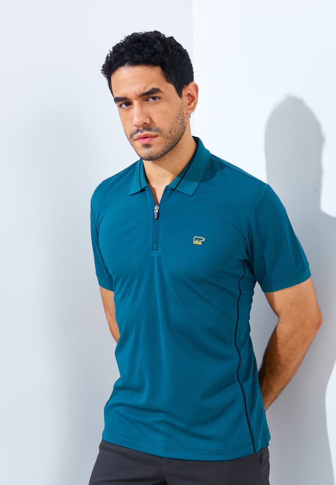 Jack Nicklaus Ion Polo Shirt Pria Slim Fit Atlantic Deep - Image 4