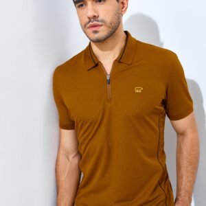 Jack Nicklaus Ion Polo Shirt Pria Slim Fit Tapenade Brown