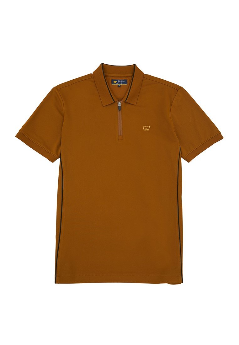 Jack Nicklaus Ion Polo Shirt Pria Slim Fit Tapenade Brown - Image 7