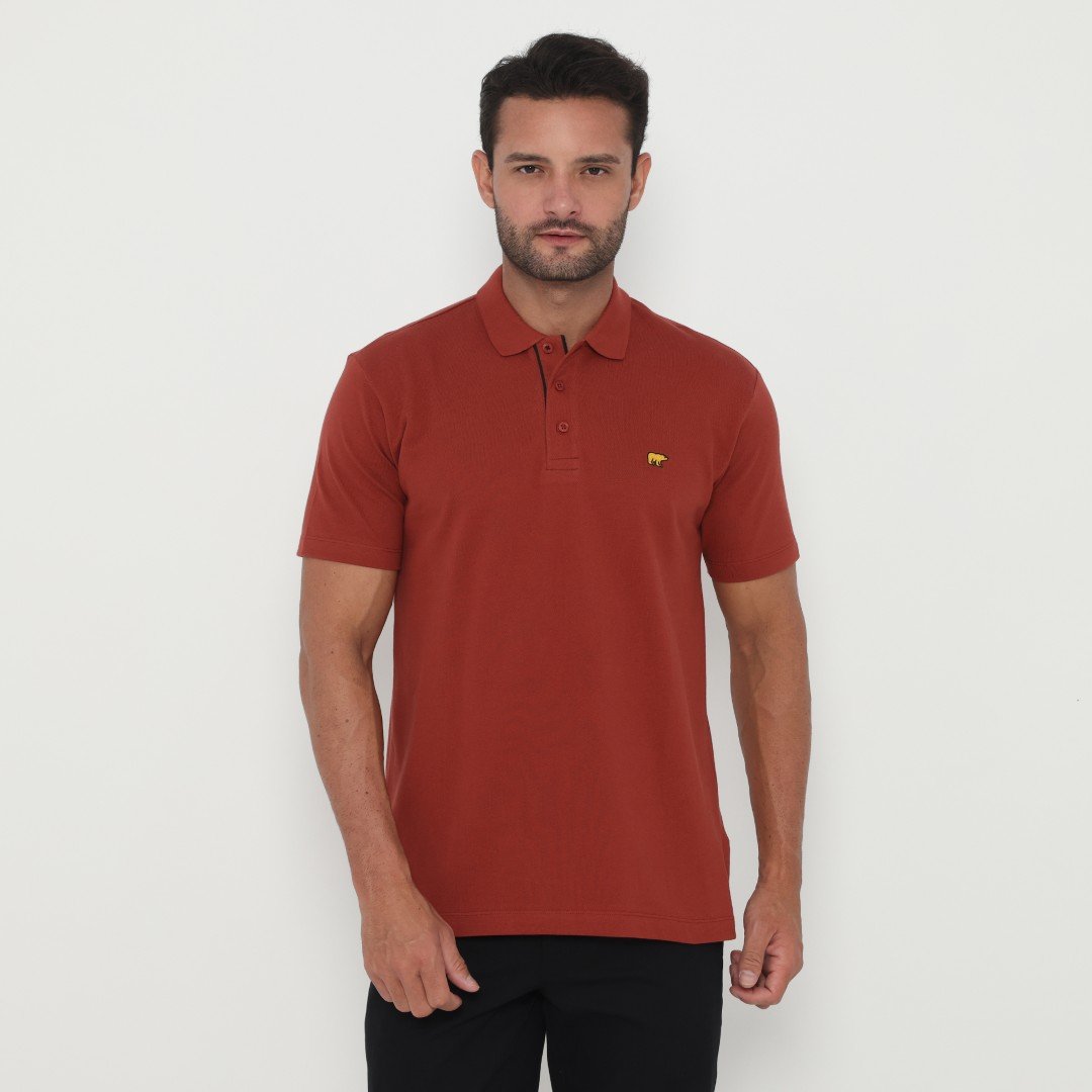 Jack Cruz Polo Shirt Pria Regular Fit Brown Red