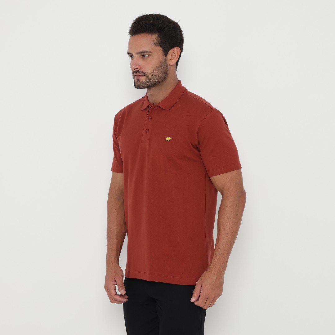 Jack Cruz Polo Shirt Pria Regular Fit Brown Red - Image 2