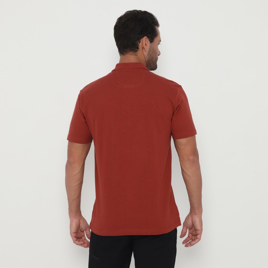 Jack Cruz Polo Shirt Pria Regular Fit Brown Red - Image 3