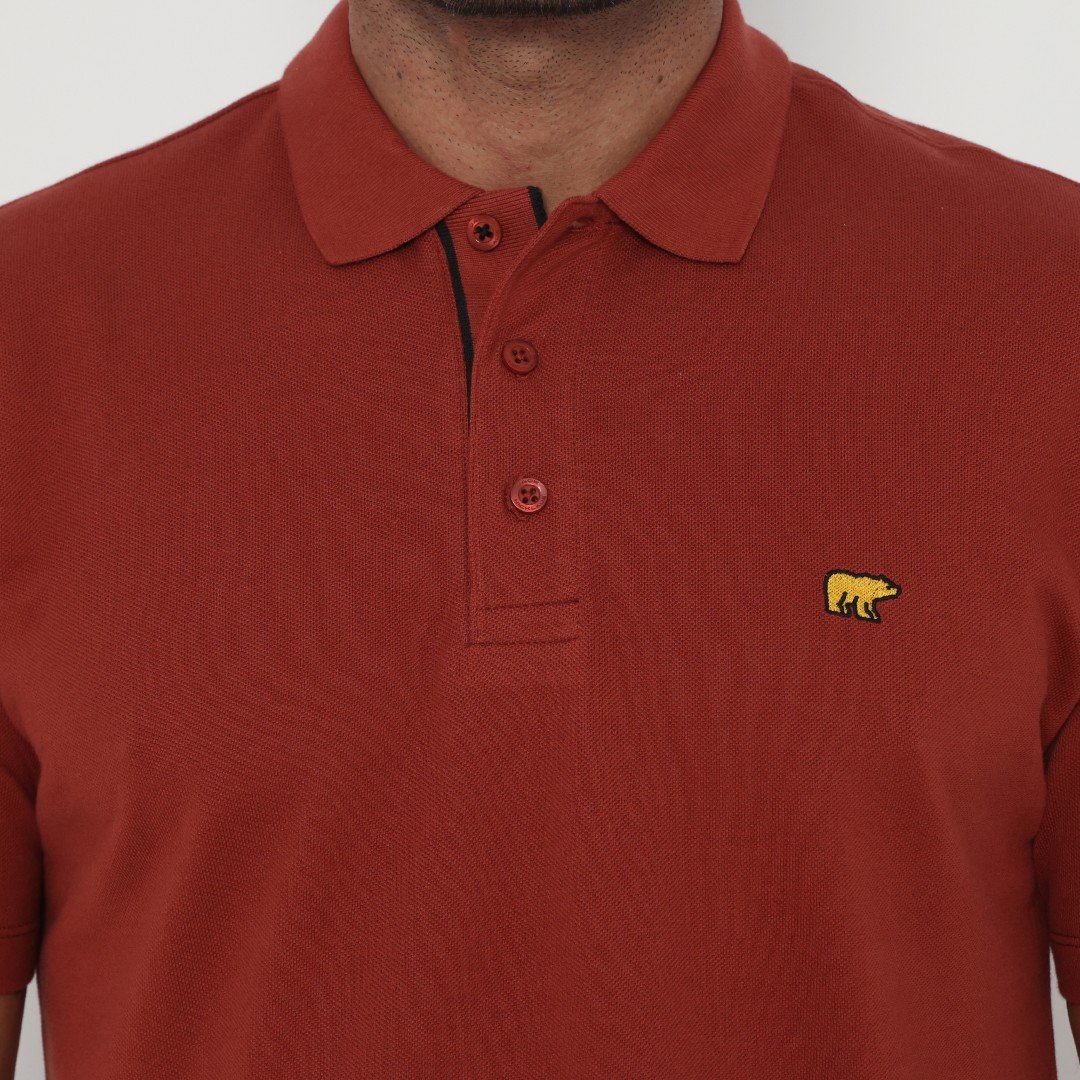 Jack Cruz Polo Shirt Pria Regular Fit Brown Red - Image 4