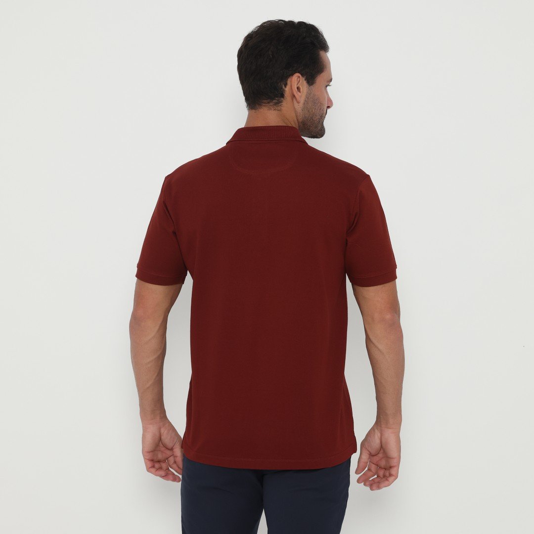 Jack Luken Polo Shirt Pria Regular Fit Burgundy - Image 3