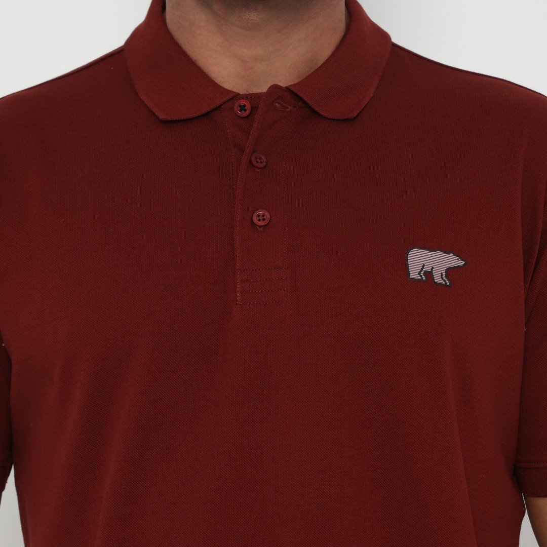 Jack Luken Polo Shirt Pria Regular Fit Burgundy - Image 4