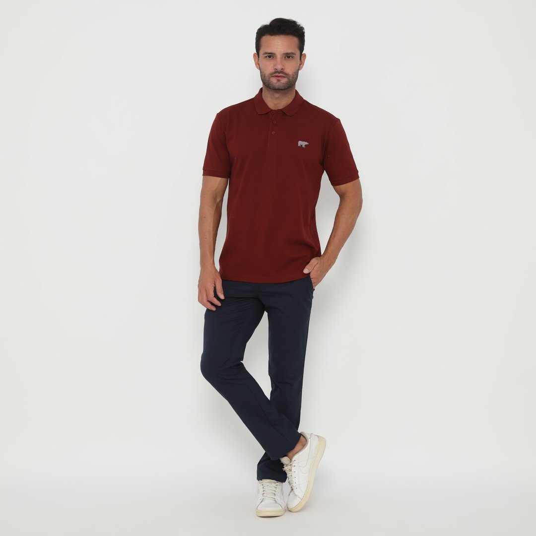 Jack Luken Polo Shirt Pria Regular Fit Burgundy - Image 5