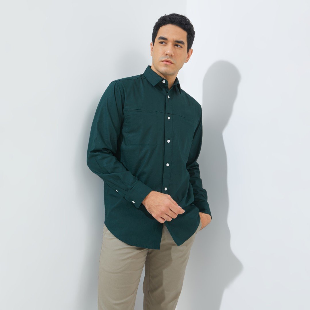 Jack Nicklaus Baron Kemeja Pria Lengan Panjang Slim Fit Green - Image 3