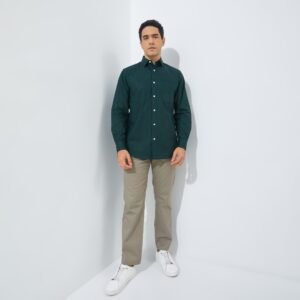 Jack Nicklaus Baron Kemeja Pria Lengan Panjang Slim Fit Green