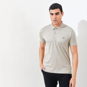 Jack Nicklaus Clever Polo Shirt Pria Slim Fit Sponge Khaki