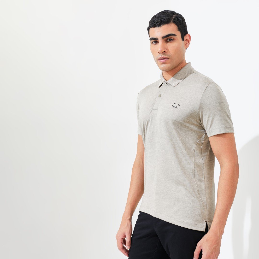 Jack Nicklaus Clever Polo Shirt Pria Slim Fit Sponge Khaki - Image 2