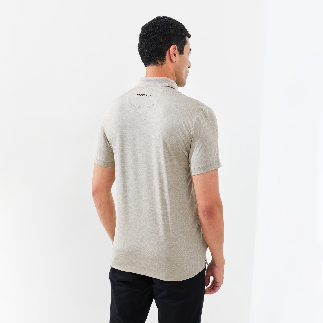 Jack Nicklaus Clever Polo Shirt Pria Slim Fit Sponge Khaki - Image 4