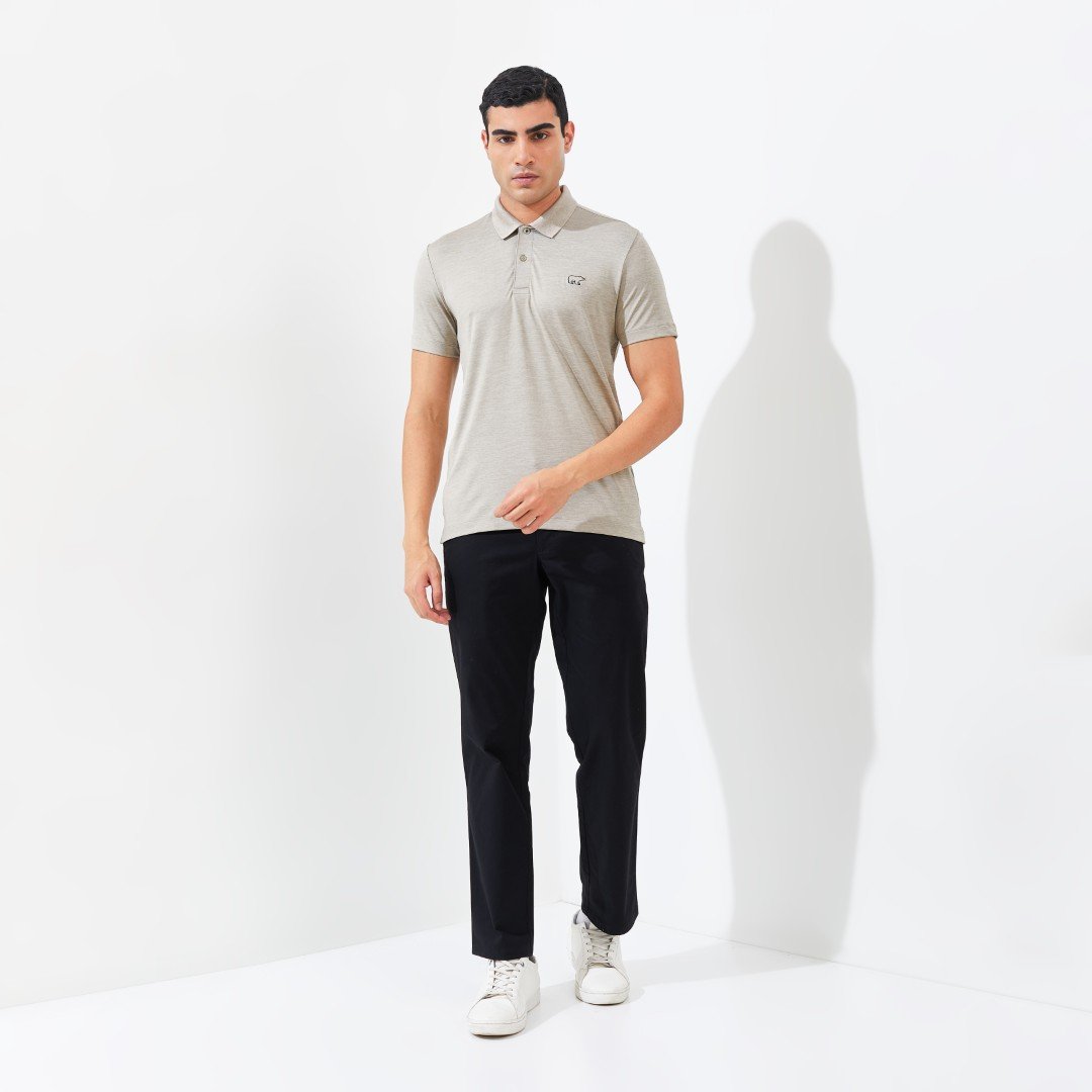 Jack Nicklaus Clever Polo Shirt Pria Slim Fit Sponge Khaki - Image 6