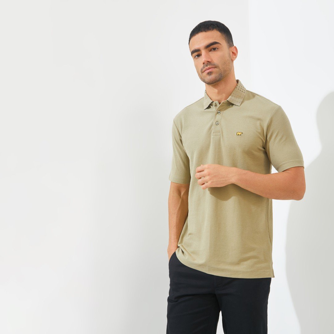 Jack Nicklaus Edgar Polo Shirt Pria Regular Fit Sponge Khaki - Image 3