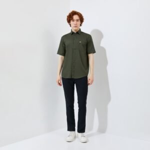 Jack Nicklaus Elwood Kemeja Pria Lengan Pendek Slim Fit Army Green