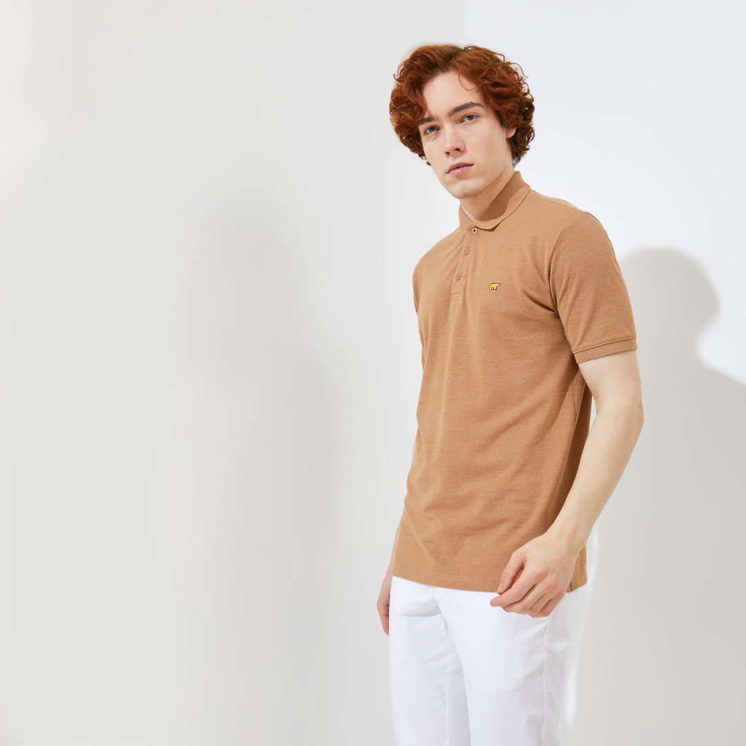 Jack Nicklaus Halston Polo Shirt Pria Regular Fit Light Brown - Image 5