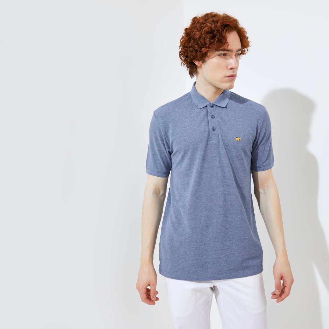Jack Nicklaus Halston Polo Shirt Pria Regular Fit Medium Blue