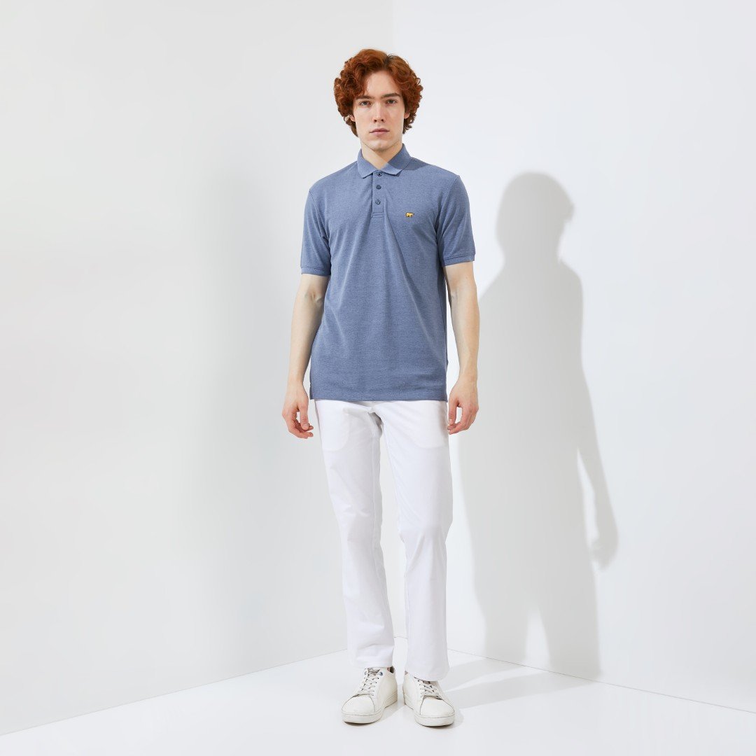 Jack Nicklaus Halston Polo Shirt Pria Regular Fit Medium Blue - Image 6