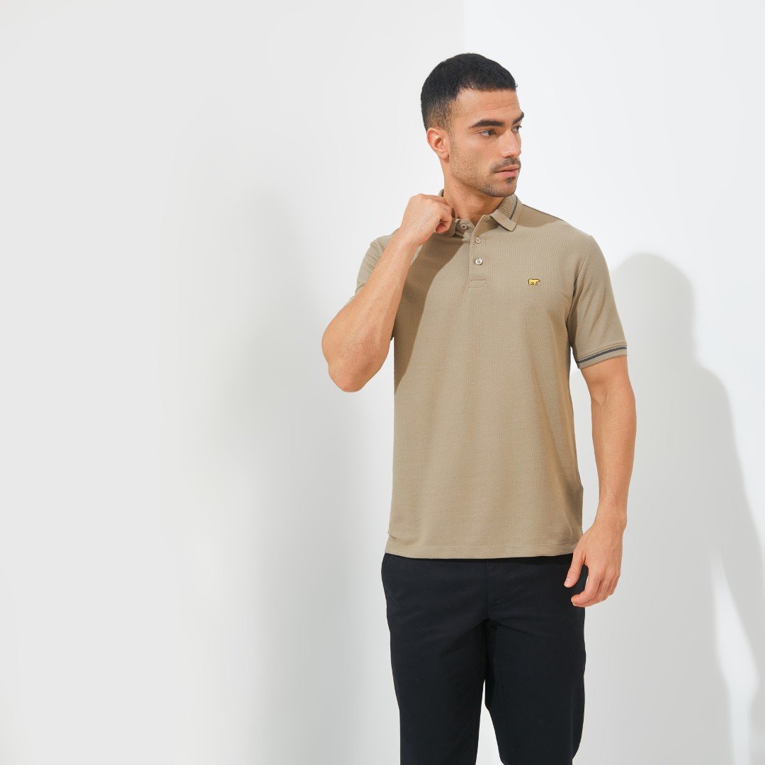 Jack Nicklaus Hubert Polo Shirt Pria Regular Fit Medium Brown - Image 3